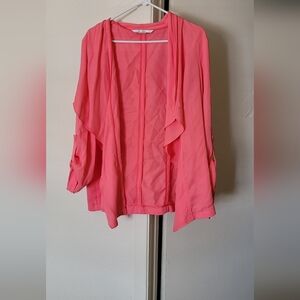 Peter Nygard pink open front cardigan style blouse jacket  size 16